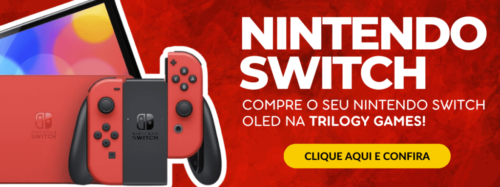 Nintendo Switch OLED Mario 64GB – Trilogy Games – melhor loja de Nintendo do Brasil